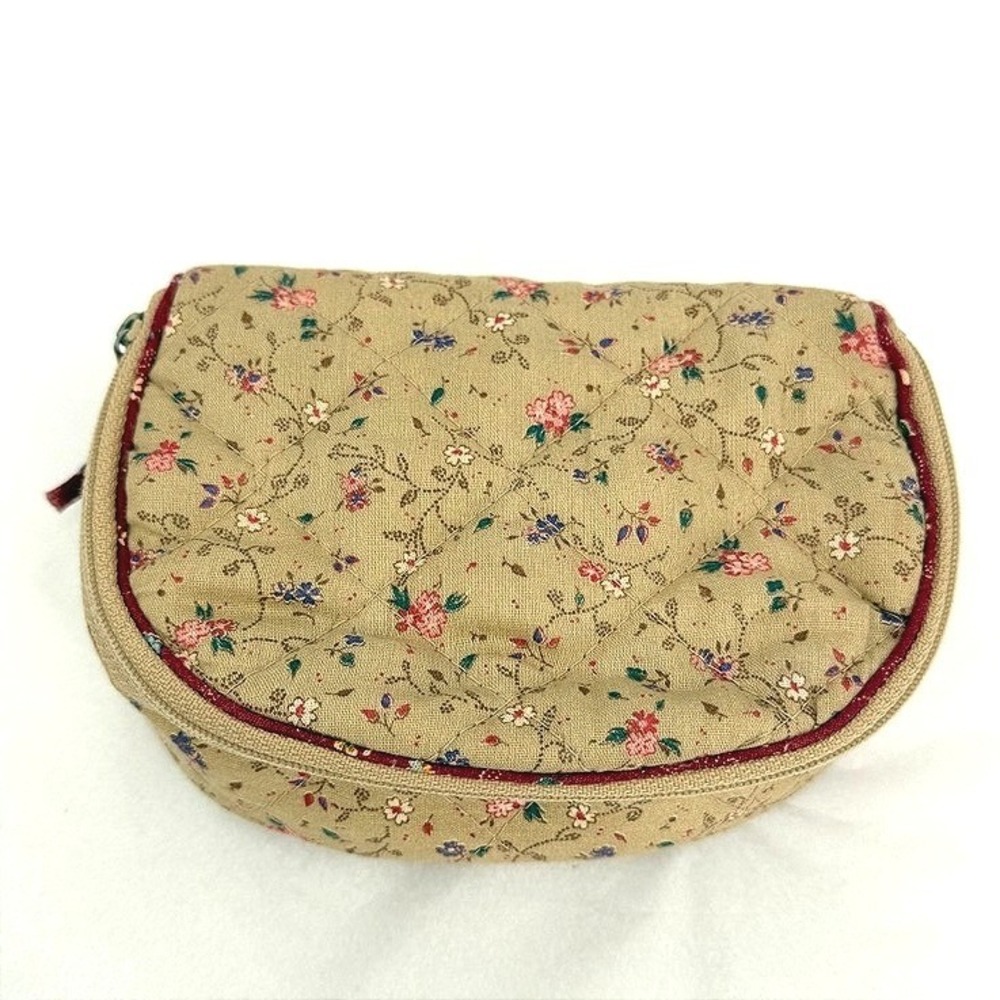 Vintage Floral Cottage Core Cosmetic Bag Floral Quilted Travel Makeup Pouch Dome